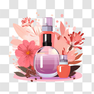 Perfume Bottle - Perfume Bottles With Floral Background Transparent PNG