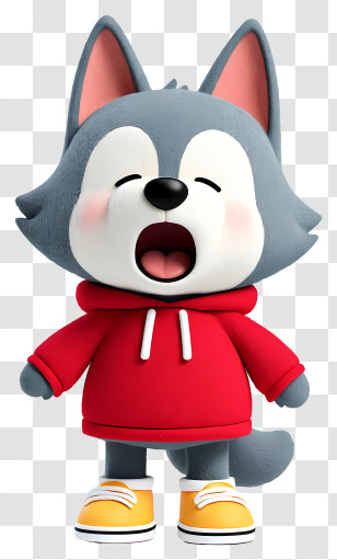 Cute Cartoon Wolf - Cute Wolf In Red Hoodie Transparent PNG