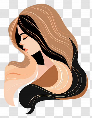 Woman - Stylized Female Profile With Flowing Hair Illustration Transparent PNG