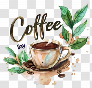 International Coffee Day - Coffee Day Celebration Design With Hot Coffee Transparent PNG