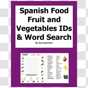 Fruit Vegetable Document Spanish Language Word Search - Area Transparent PNG