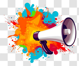 Megaphone - White Megaphone With Vibrant Paint Splash Transparent PNG