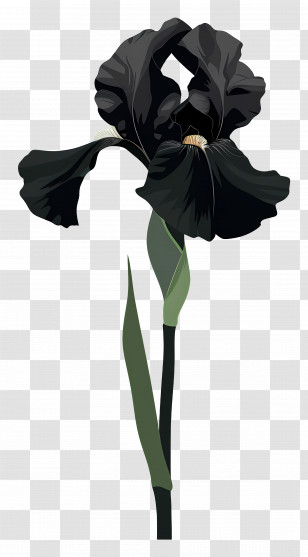 Iris - Elegant Black Iris Flower Transparent PNG