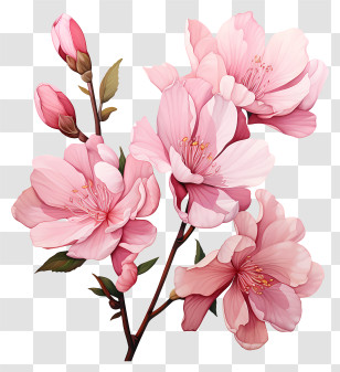 Watercolor Pink Flower - Delicate Pink Cherry Blossoms Transparent PNG
