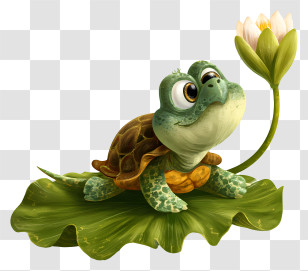 World Turtle Day - Cute Turtle On Leaf Character Transparent PNG