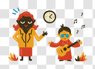 Dance Party - Teacher And Student With Guitar Transparent PNG