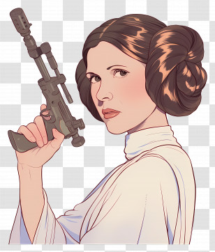 Princess Leia - Character With Blaster Transparent PNG