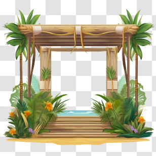 Sukkot Frame
 - Tropical Bamboo Gazebo With Lush Surroundings Transparent PNG