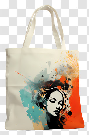 Tote Bag - Artistic Tote Bag With Colorful Design Transparent PNG