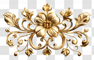 Gold Floral - Elegant Floral Design Transparent PNG
