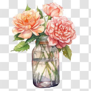 Ping Rose
 - Pink Roses In A Glass Jar Transparent PNG