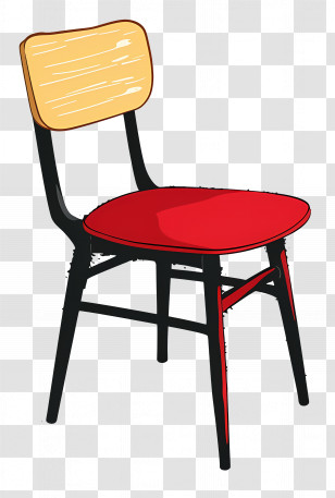 Chair - Red And Wooden Chair Illustration Transparent PNG
