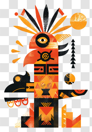 Quimbaya Civilization - Colorful Abstract Bird With Geometric Shapes Transparent PNG