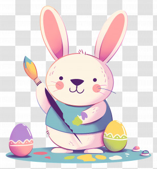 Rabbit Painting Easter Eggs - Easter Bunny Painting Eggs Transparent PNG
