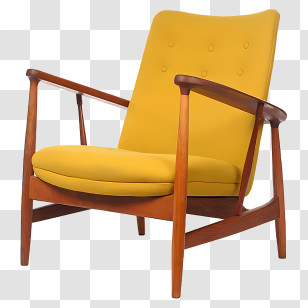 Sofa - Yellow Armchair With Wooden Frame Transparent PNG
