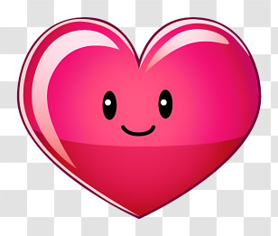 Cartoon - Pink Smiling Heart Cartoon Design Transparent PNG