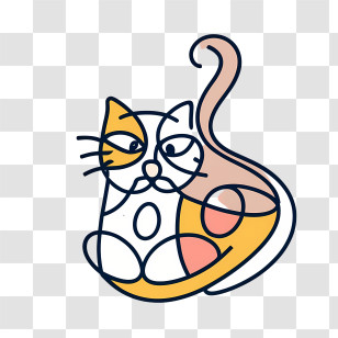 Hand Drawn Cat - Abstract Line Art Cat Transparent PNG