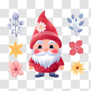 Christmas Gnome - Cute Red Garden Gnome Illustration Transparent PNG