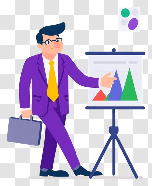 Businessman Giving Presentation - Businessman With Chart Illustration Transparent PNG