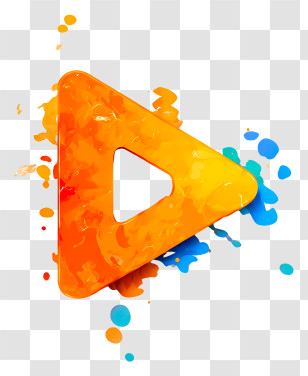Play Icon - Orange Play Button With Paint Splashes Transparent PNG