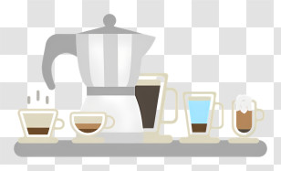 Coffee - Coffee Maker Set With Cups And Glasses Transparent PNG