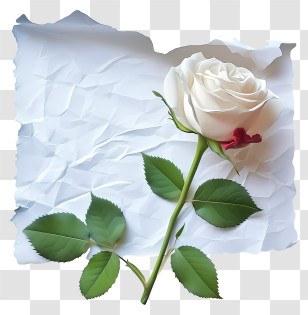 Rose And Paper - White Rose On Wrinkled Paper Background Transparent PNG