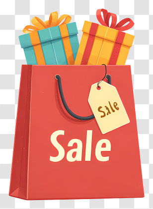 Red Shopping Gift Bag - Red Sale Shopping Bag With Gifts Transparent PNG
