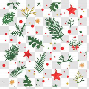 Christmas Background - Christmas Decoration Clipart With Stars And Leaves Transparent PNG