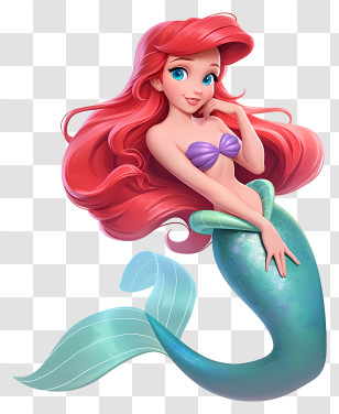 Ariel Mermaid Princess - Mermaid With Red Hair Transparent PNG