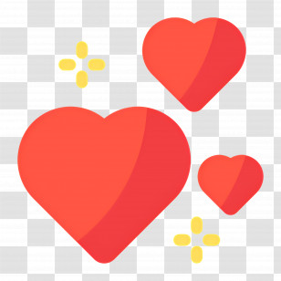 Heart Emoji - Red Hearts With Sparkles For Love Transparent PNG