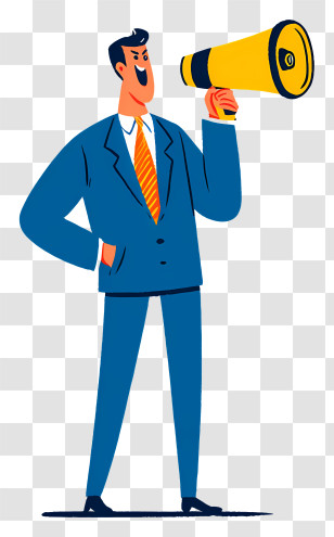 Businessman Holding Megaphone - Man With Megaphone In Business Suit Transparent PNG
