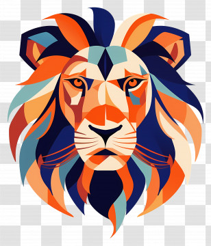 Lion Face - Abstract Lion Head In Vibrant Colors Transparent PNG