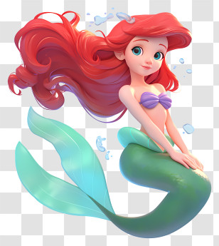 Ariel Mermaid Princess 3d - Mermaid Cartoon Illustration Transparent PNG