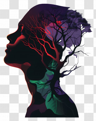 Woman Portrait - Artistic Silhouette With Tree Transparent PNG