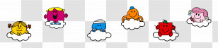 Mr Men Little Miss - Colorful Characters On Clouds Transparent PNG