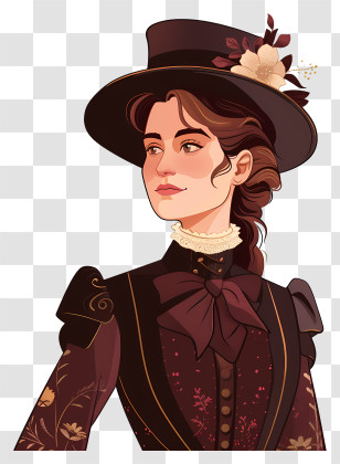 Victorian Woman - Illustration Of Woman In Vintage Outfit Transparent PNG