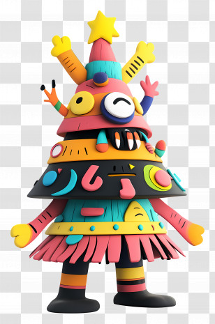 Cartoon Tree - Colorful Layered Tree Creature Transparent PNG