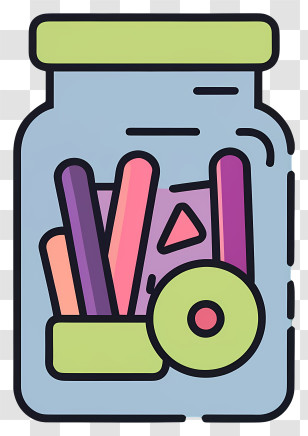 Cartoon - Glass Jar With Colorful Geometric Shapes Transparent PNG