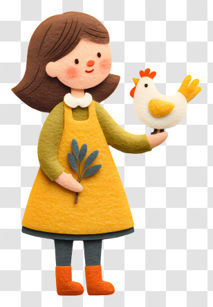 Girl Feeding Hen - Girl Holding A Chicken Transparent PNG