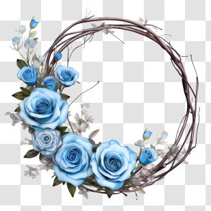 Rose Wreath - Floral Wreath With Blue Roses Transparent PNG