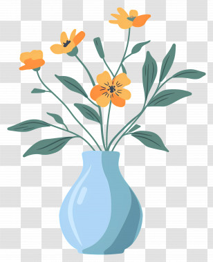 Flowers In Vase - Decorative Flowers In Blue Vase Transparent PNG