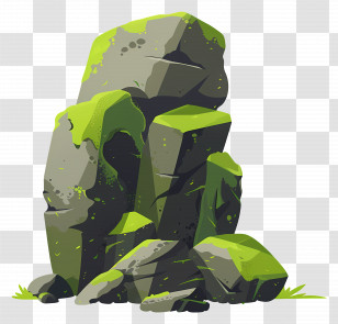 Rock Formation Drawing - Rock Formation With Moss Illustration Transparent PNG