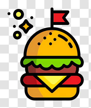Hamburger - Cartoon Burger With Flag Icon Transparent PNG