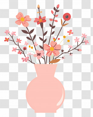 Flower With Vase - Pink Flower Vase With Floral Arrangement Transparent PNG