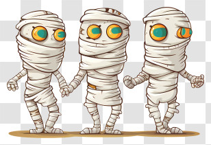 Bandaged Characters - Cartoon Mummy Characters For Halloween Fun Transparent PNG
