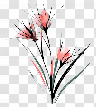 Flower - Minimalist Floral Painting With Light Colors Transparent PNG