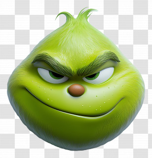 Grinch Head - Grumpy Green Cartoon Face Transparent PNG