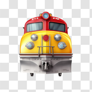 Locomotive Emoji - Yellow Train Locomotive With Red Top Transparent PNG