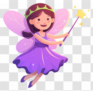 Flying Fairy - Cute Fairy With Magic Wand Illustration Transparent PNG