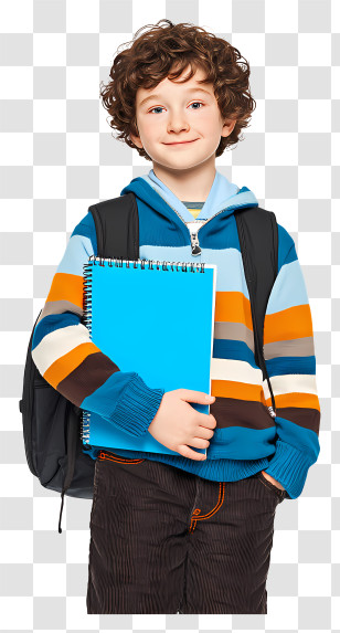 Boy With School Supplies - Boy Holding Notebook Ready For School Transparent PNG